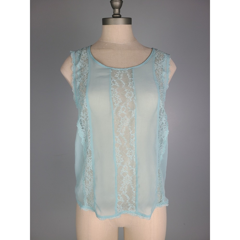 Victoria's Secret Sz S Sheer Lacy Top Seafoam Tie Back Blue Mermaid Rave Y2K